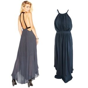 Free People Caught In The Moment T-Strap Chiffon Halter Maxi Dress 0136